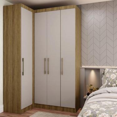 Imagem de Conjunto Guarda Roupa Modulado Canto 2 Peças 4 Portas 2 Gavetas Paris 