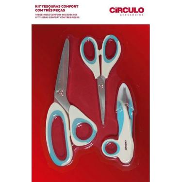 Imagem de KIT TESOURA COMFORT 3 PEÇAS REF 449920 COR 10 AZUL - Círculo