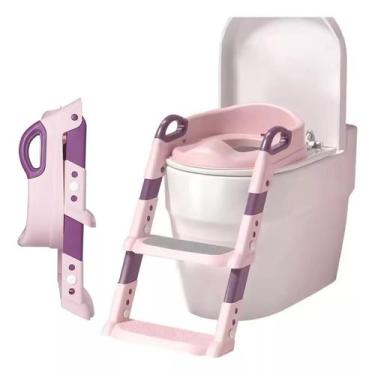 Imagem de Assento Infantil Redutor Com Escada Para Vaso Sanitário Rosa - DM Toys