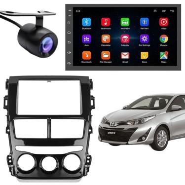Imagem de Central Multimídia Android Auto Toyota Yaris 7 Touch Screen IPS Bluetooth Wi-Fi GPS Câmera de Ré Moldura