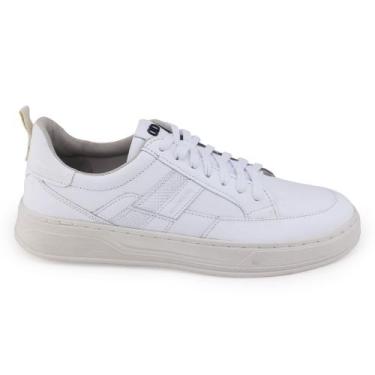 Imagem de Sapatênis Masculino Democrata 122116 couro Denim Bold Branco, Branco, 
