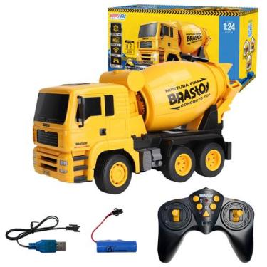 Imagem de Caminhão Betoneira Controle Remoto Recarregável Brastoy Brinquedo Infa