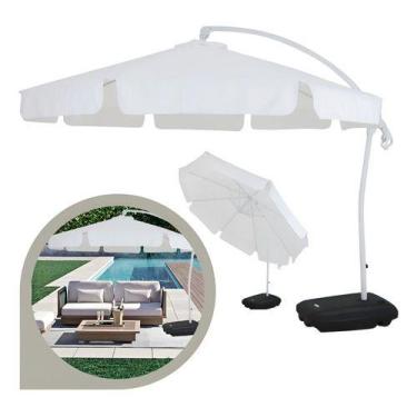 Imagem de Ombrelone Sombreiro Luxo Bel Buzios 3 Metros Branco Reclinavel & Girat