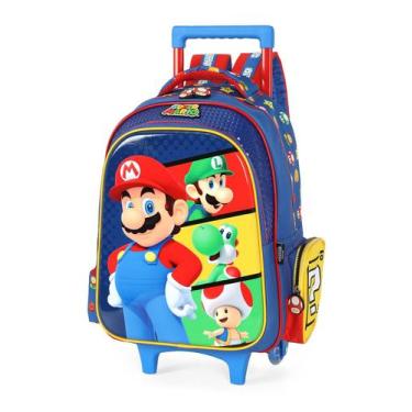 Imagem de Mochila de Rodinhas Infantil Super Mario Bros By Up4you, Azul, Único