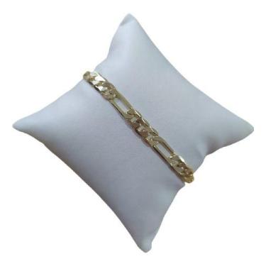 Imagem de Pulseira Bracelete Masculina Folheada A Ouro 18k Figaro 3x1 - De Castr