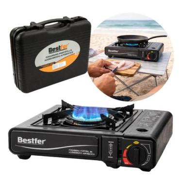 Imagem de Fogareiro Fogão Portátil A Gás Uma Boca Aço Inox Camping - Bestfer