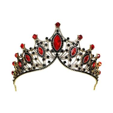 Imagem de Tiara De Cristal Vermelho Vintage Para Princesa Rainha, Acessórios De 