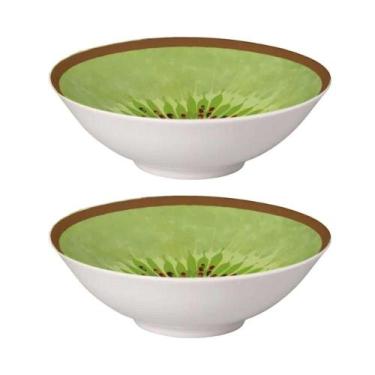 Imagem de Jogo 2 Bowls Kiwi Frutas Tropicais 300ML Cerâmica para Servir Branco A