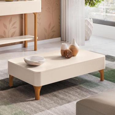 Imagem de Mesa de Centro Para Sala Orgânica Pés Madeira Maciça Ceci B01 Off Whit
