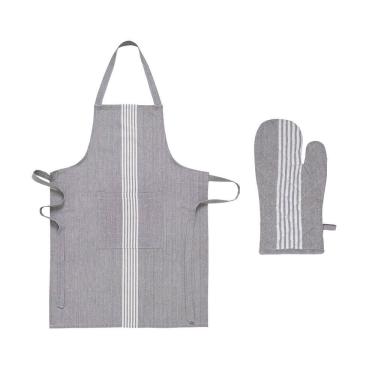 Imagem de Kit Avental e Luva Home Chef Crômio de Algodão Design Exclusivo para Cozinha Copa & Cia
