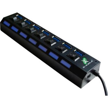 Imagem de Hub USB 3.0 7 Portas com Botão Liga e Desliga Individual LED Indicador Slim Preto 2 Flex
