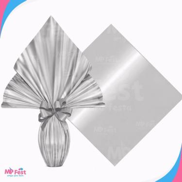 Imagem de Kit 25 Sacos para Ovos de Páscoa Polipropileno 24x24CM 100g a 150g Prata OEM
