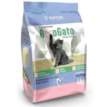 Imagem de Areia Higiênica Super Premium Amo Gato 4 Kg Milho E Mandioca Grãos Médios Biodegradável
