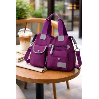 Imagem de BOLSA FEMININA OMBRO NYLON TOTE DE VIAGEM GRANDE CAPACIDADE Cor:Roxo -