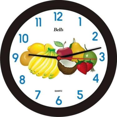 Imagem de Relogio de Parede Redondo Frutas Preto 21,7CM. - BELLS