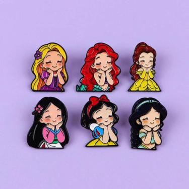 Imagem de Conjunto De Broches Esmaltados Princesa 6 Peças - Broches Femininos Pa
