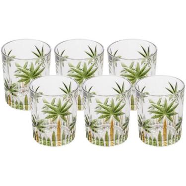Imagem de Jogo 6 copo baixos 340ml de cristal de chumbo Palm Tree Handpaint Wolf
