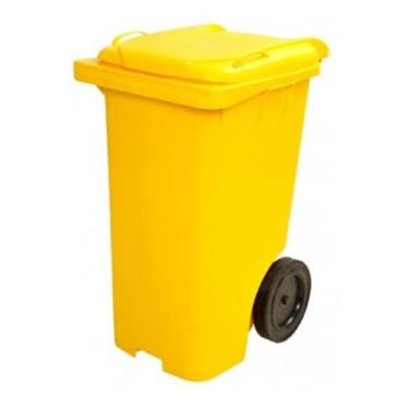 Imagem de Conteiner Lixeira Plastica 120l Contentor Com Rodas Amarelo  Kit 3un -