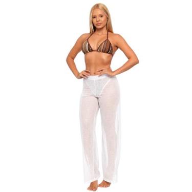 Imagem de Calça Saída de Praia Feminina Transparente Texturizada Cós Elástico Pa