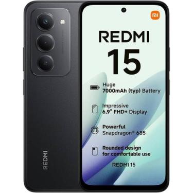 Imagem de Redmi 15 6/128GB Global Midnight Black, Bateria 7000mAh - Xiaomi, 128G