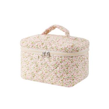 Imagem de Bolsa de maquiagem uekeboag Large Travel acolchoada de algodão floral
