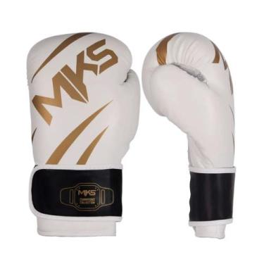 Imagem de Luva de Boxe Muay Thai Kickboxing MKS Champions III 12oz, Branco, Dour