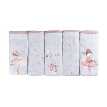 Imagem de Fralda Luxo para Bebê 5 Unidades 68cm x 70cm Bublim, Bailarinas