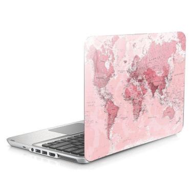 Imagem de Skin Adesivo Protetor Para Notebook 14 Mapa Mundi Rosa D22