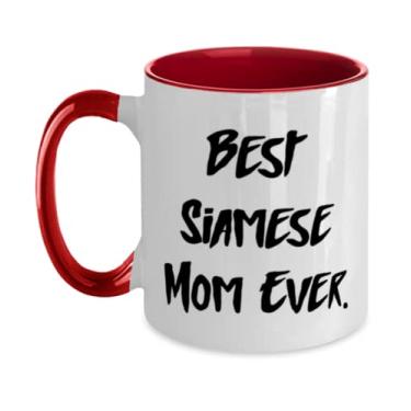 Imagem de Best Siamese Mom Ever Caneca de dois tons de gato siamês 325 ml, presentes de gato siamês reutilizáveis, copo para amigos