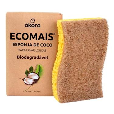 Imagem de Kit 5 Esponjas de Coco Akora Ecomais Cozinha Bucha Mágica Lava Louças Talheres