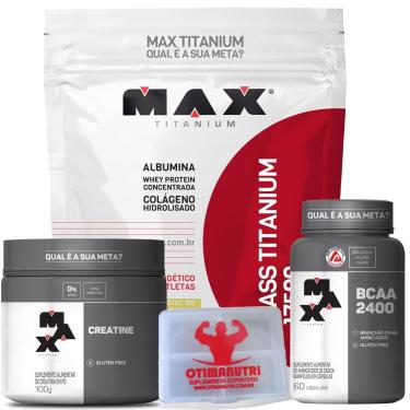 Imagem de Mass Titanium 17500 - 1400g Leite Condensado + Creatine + BCAA + Porta Comprimidos - Max Titanium