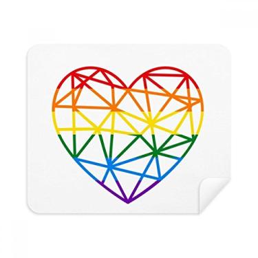 Imagem de Rainbow Gay Modelling Heart LGBT Pano de limpeza Limpador de tela 2 peças Tecido de camurça