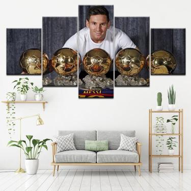 Imagem de Quadro Decorativo Lionel Messi 5 peças 130x65 cm em tecido