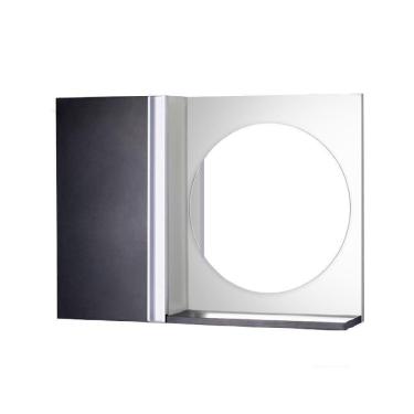 Imagem de Armário Banheiro com Espelho Redondo Preto e Branco Barra