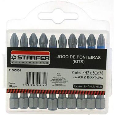 Imagem de Jogo 10 Bits Ponta Phillips 2 Aço Cromo S2 50Mm Starfer
