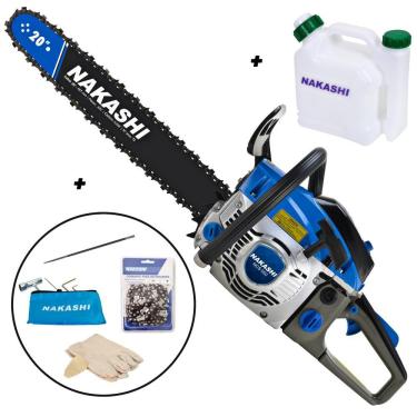 Imagem de Motosserra Profissional Nakashi NCS550 54,6cc 2 Tempos À Combustão Com Sabre de 20 Polegadas e Freio de Corrente Para Poda de Árvores Em Fazendas