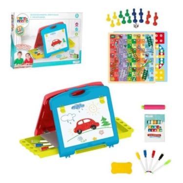 Imagem de Quadro Mágico Lousa Menino E Menina Plus Dm Toys Azul