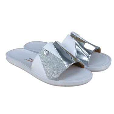 Imagem de TAMANCO FEMININO SLIDE 6363.133 VIZZANO (82) - PRATA/BRANCO