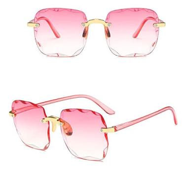 Imagem de Classic Vintage Square Sunglasses Woman Gradient Mirror Frameless Sun Glasses Female Retro Fashion Rimless Oculos De Sol,Double Pink,china