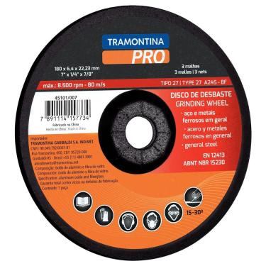 Imagem de Disco de Desbaste 4.1/2" para Aços e Metais Ferrosos em Geral Tramontina PRO Tramontina