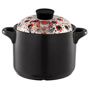 Imagem de Caçarola de cerâmica pote de argila bonito desenho animado padrão animal panelas de sopa panela de cozinha doméstica panela resistente ao calor panela de barro panela de cozinha, coelho 2,3,5L