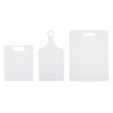 Imagem de Farberware Tábua de corte de plástico, conjunto de 3 com pá, branco
