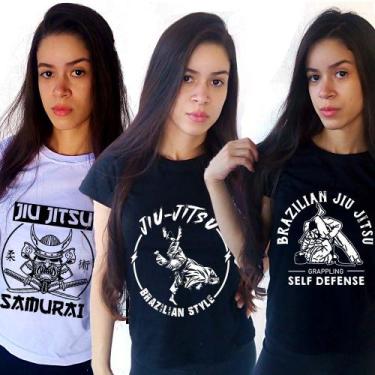 Imagem de Kit 3 Camisa Camiseta Feminina Babylook Jiu Jitsu Muay Thai - Adquirid