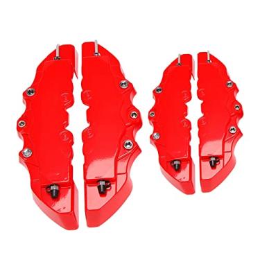 Imagem de Perezy 4 peças de pinça de freio a disco vermelho 3D capas de carro kit dianteiro e traseiro acessórios de capa de pinça de carro universal