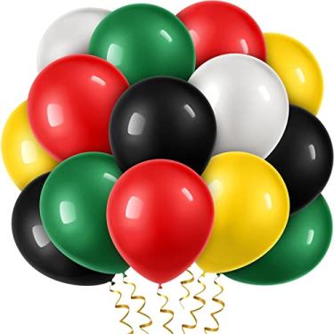 Imagem de 100 Pieces Happy Juneteenth Day Party Decorations Latex Balloons Red Green Yellow Black White Round Balloons for Freedom Day Patriotic Party Supplies Magic Theme Party Favors (12 Inch)