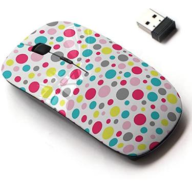 Imagem de Mouse sem fio 2.4G com design de padrão bonito para todos os laptops e desktops com receptor nano - bolinhas