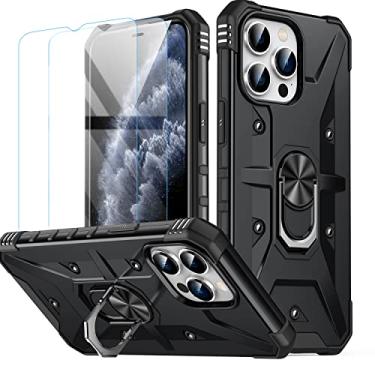 Imagem de Capa para iphone 11 Pro (2 protetores de tela de vidro temperado), iphone 11 Pro Case, iphone 11 Pro Capa (preto)