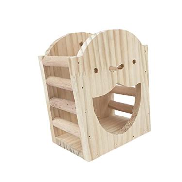 Imagem de Suporte de de madeira para coelhos suspensos dispensador de para coelhos pequenos animais