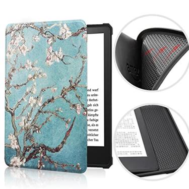 Imagem de ALMIGHTY Capa macia de silicone para Kindle Paperwhite de 6,8 polegadas Kindle Paperwhite 11ª geração 2021- Nova capa de couro PU + TPU premium com despertar/hibernar automático, flor de damasco