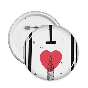 Imagem de Broche I Love London Words com estampa de palavras e broches para decoração de 5 peças